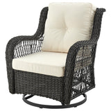 Fruttuo Patio 2-Person Seating Group with End Table with Cream Cushions by Manhattan Comfort at Eve Furniture
