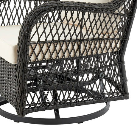 Fruttuo Patio 2-Person Seating Group with End Table with Cream Cushions by Manhattan Comfort at Eve Furniture