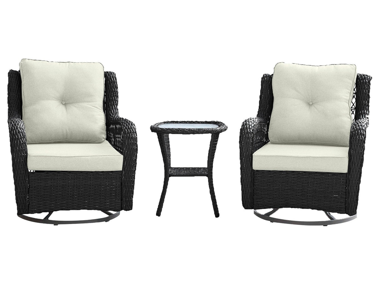 Fruttuo Patio 2-Person Seating Group with End Table with Cream Cushions by Manhattan Comfort at Eve Furniture