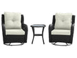 Fruttuo Patio 2-Person Seating Group with End Table with Cream Cushions by Manhattan Comfort at Eve Furniture