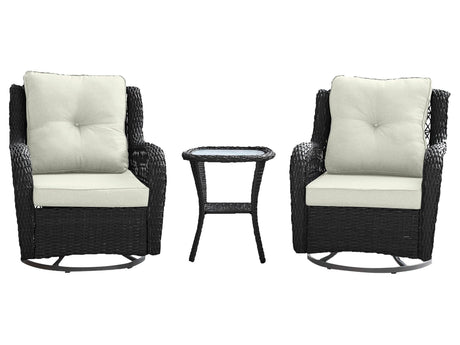 Fruttuo Patio 2-Person Seating Group with End Table with Cream Cushions by Manhattan Comfort at Eve Furniture
