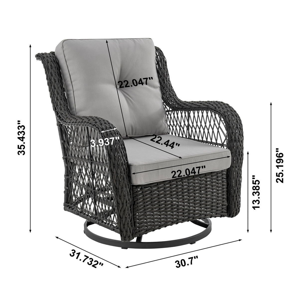 Fruttuo Patio 2-Person Seating Group with End Table with Grey Cushions by Manhattan Comfort at Eve Furniture