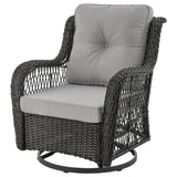 Fruttuo Patio 2-Person Seating Group with End Table with Grey Cushions by Manhattan Comfort at Eve Furniture