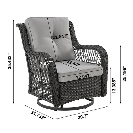 Fruttuo Patio 2-Person Seating Group with End Table with Grey Cushions by Manhattan Comfort at Eve Furniture
