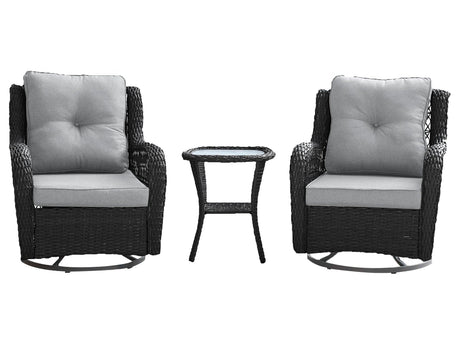 Fruttuo Patio 2-Person Seating Group with End Table with Grey Cushions by Manhattan Comfort at Eve Furniture