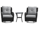 Fruttuo Patio 2-Person Seating Group with End Table with Grey Cushions by Manhattan Comfort at Eve Furniture