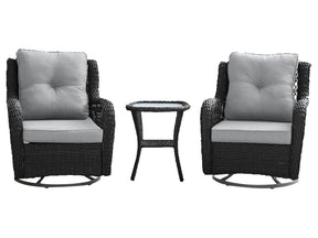 Fruttuo Patio 2-Person Seating Group with End Table with Grey Cushions by Manhattan Comfort at Eve Furniture
