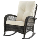 Fruttuo Patio Rocking Chair with Cream Cushions by Manhattan Comfort at Eve Furniture