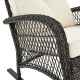 Fruttuo Patio Rocking Chair with Cream Cushions by Manhattan Comfort at Eve Furniture