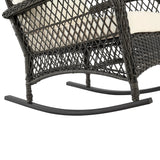Fruttuo Patio Rocking Chair with Cream Cushions by Manhattan Comfort at Eve Furniture