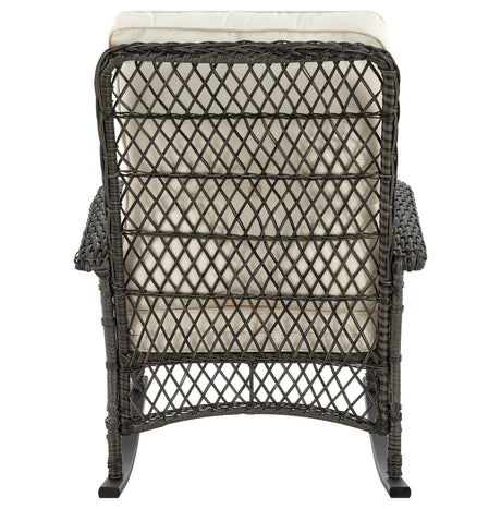Fruttuo Patio Rocking Chair with Cream Cushions by Manhattan Comfort at Eve Furniture