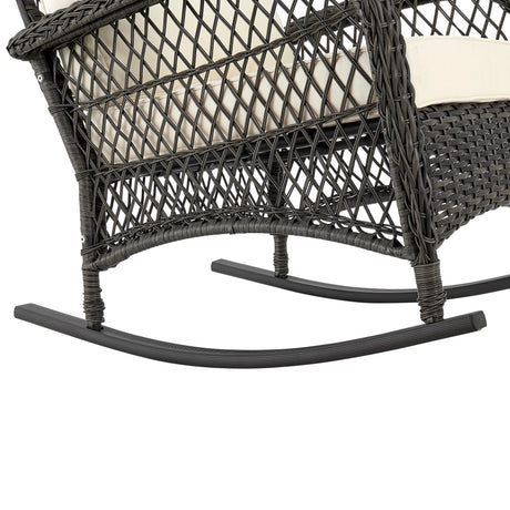 Fruttuo Patio Rocking Chair with Cream Cushions by Manhattan Comfort at Eve Furniture