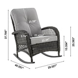 Fruttuo Patio Rocking Chair with Grey Cushions by Manhattan Comfort at Eve Furniture