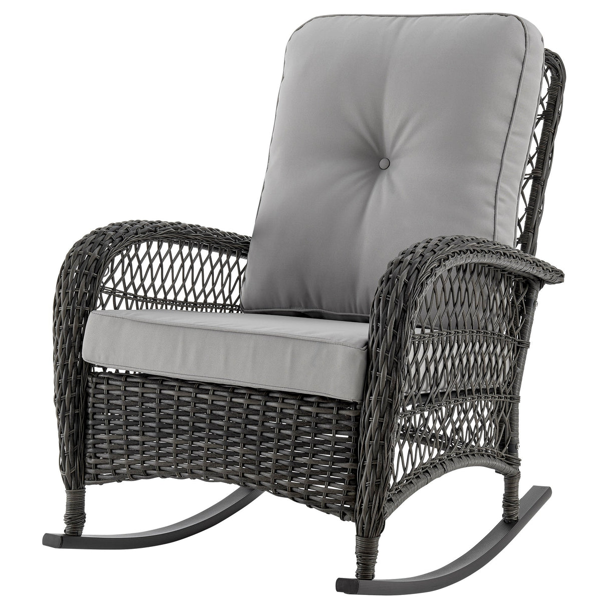 Fruttuo Patio Rocking Chair with Grey Cushions by Manhattan Comfort at Eve Furniture