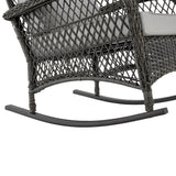 Fruttuo Patio Rocking Chair with Grey Cushions by Manhattan Comfort at Eve Furniture