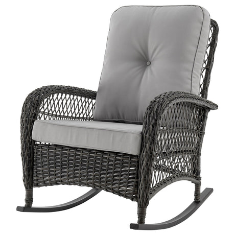 Fruttuo Patio Rocking Chair with Grey Cushions by Manhattan Comfort at Eve Furniture