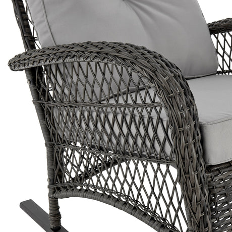 Fruttuo Patio Rocking Chair with Grey Cushions by Manhattan Comfort at Eve Furniture