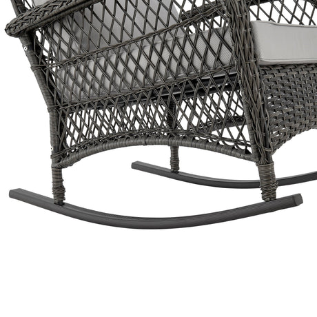 Fruttuo Patio Rocking Chair with Grey Cushions by Manhattan Comfort at Eve Furniture
