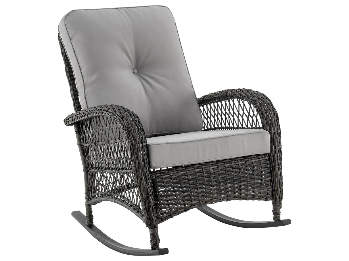 Fruttuo Patio Rocking Chair with Grey Cushions by Manhattan Comfort at Eve Furniture