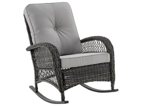 Fruttuo Patio Rocking Chair with Grey Cushions by Manhattan Comfort at Eve Furniture