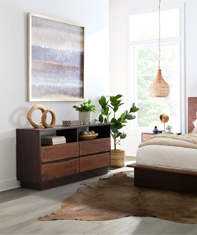 San Marino 64" Dresser in Raw Walnut and Ebony by Home Trends & Design at Eve Furniture