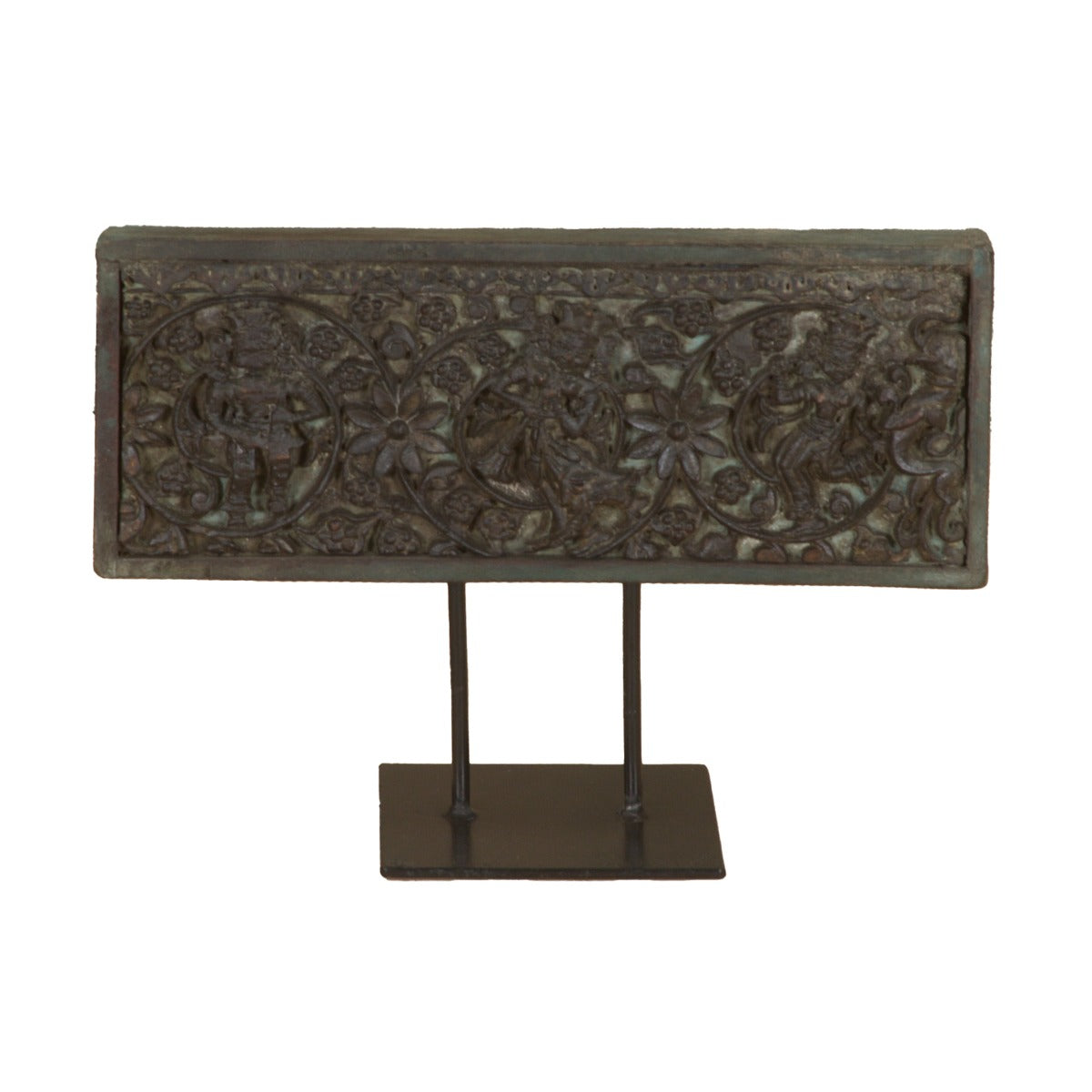 Tribal 15" Carved Wooden Panel on Iron Stand by Home Trends & Design at Eve Furniture