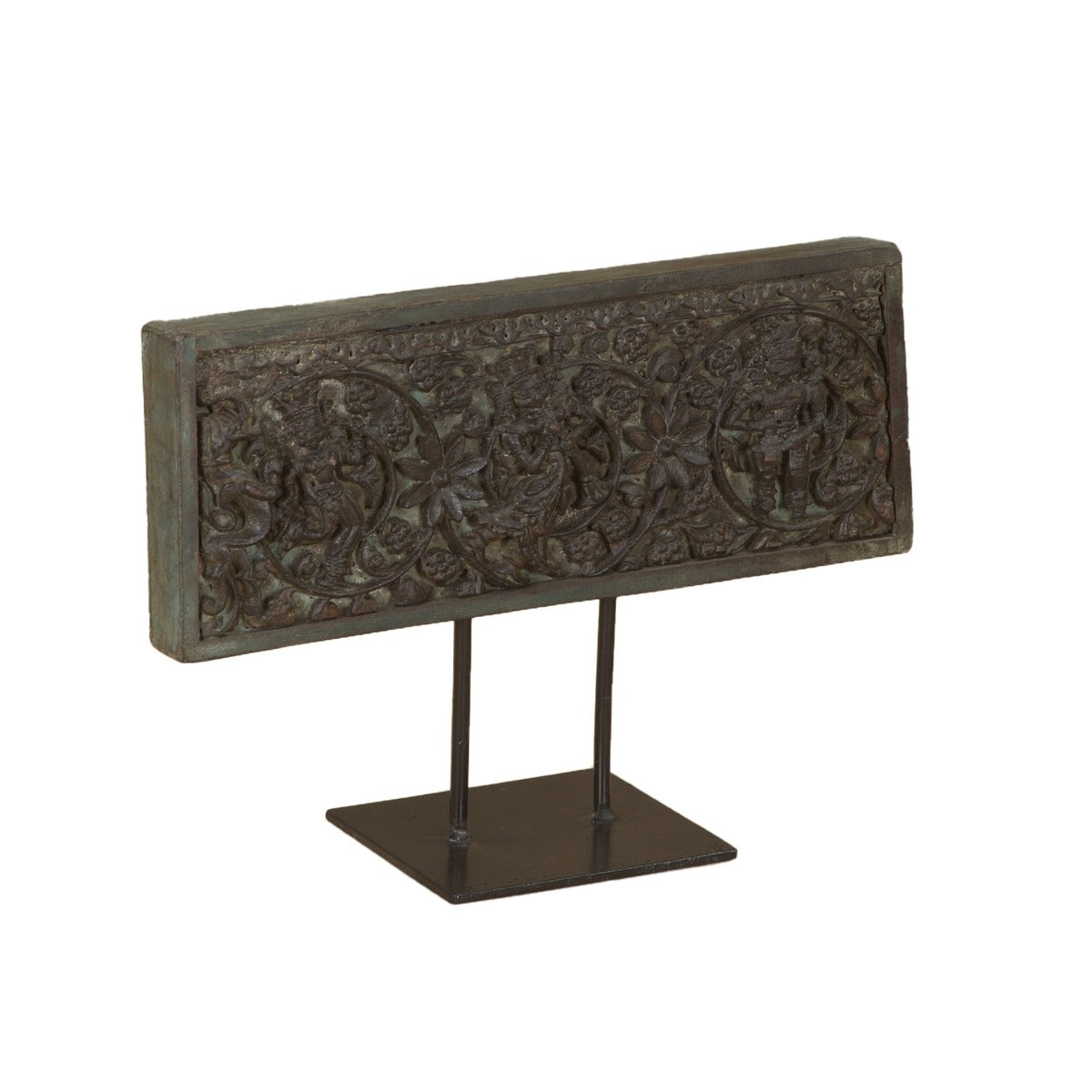 Tribal 15" Carved Wooden Panel on Iron Stand by Home Trends & Design at Eve Furniture