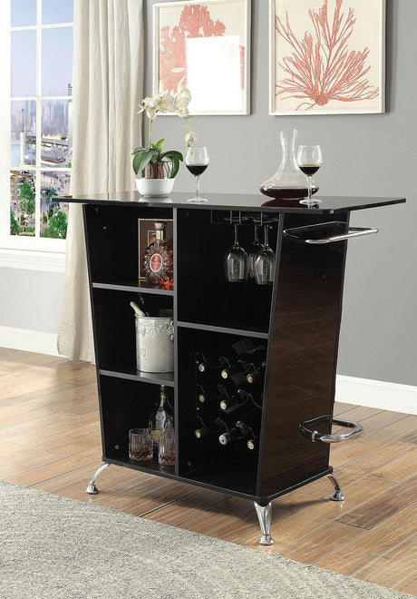 Fuero Black/Chrome Bar Table by Furniture of America at Eve Furniture