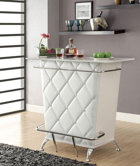 Fuero White/Chrome Bar Table by Furniture of America at Eve Furniture