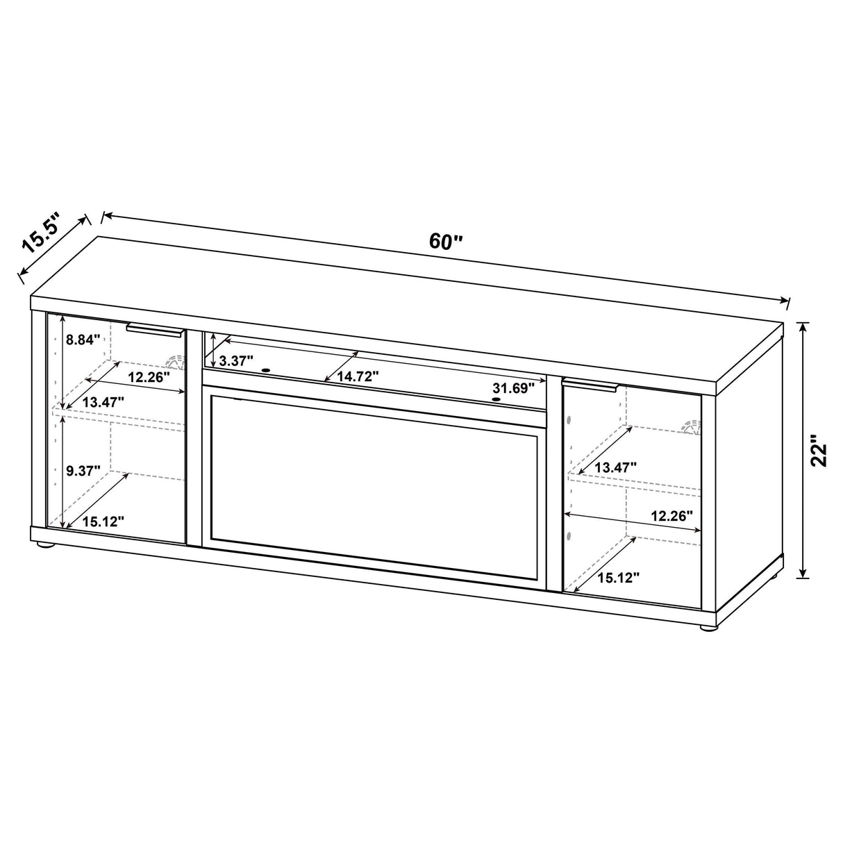 Fuller Mango 60-inch 2-Door TV Stand Fireplace Media Console by Coaster at Eve Furniture