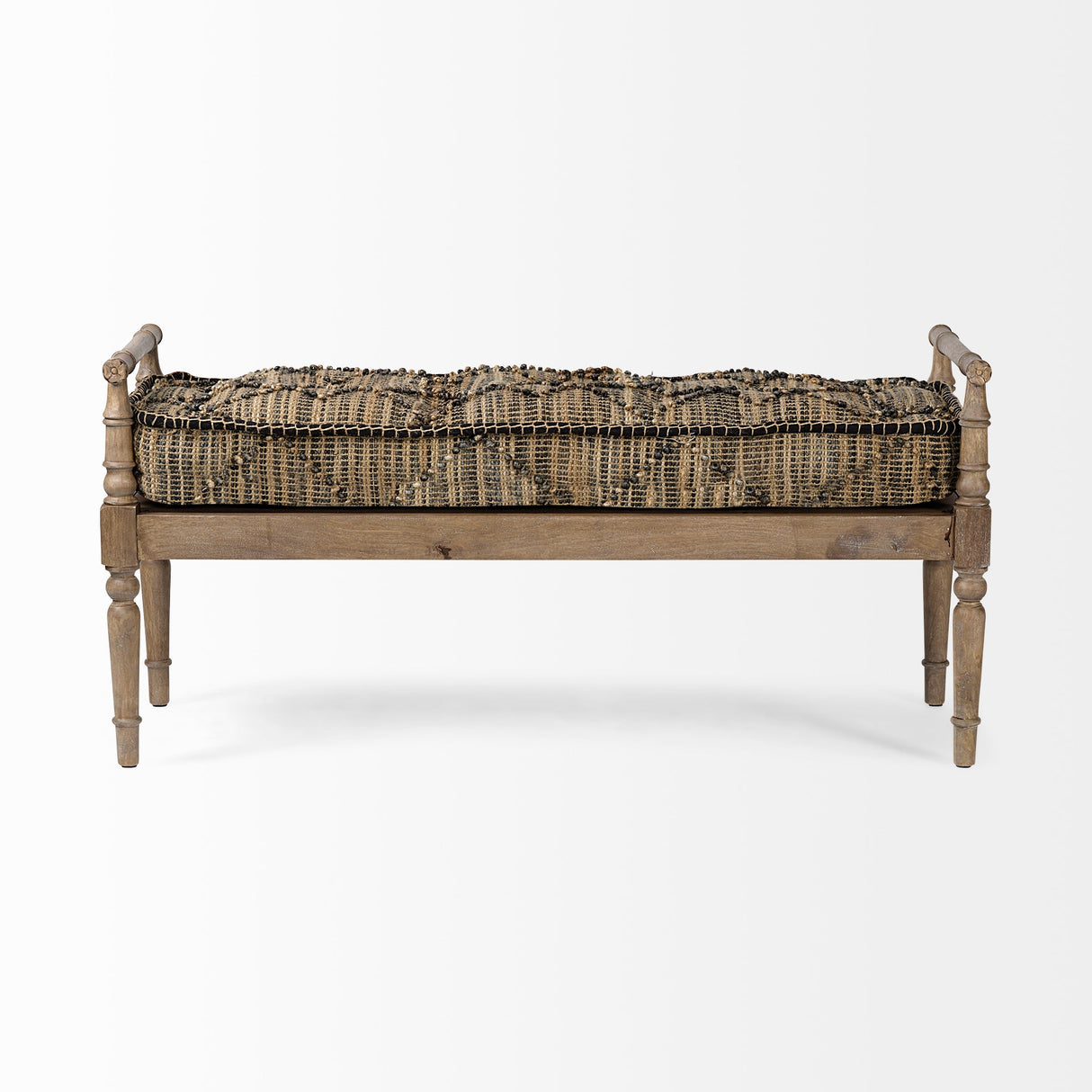 Fullerton II Jute Patterned Top W/Brown Wood Base Accent Bench by Mercana at Eve Furniture