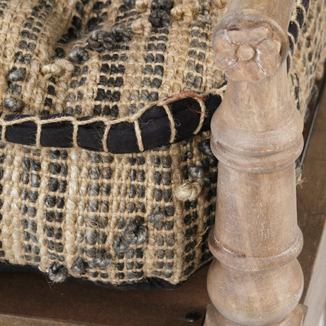 Fullerton II Jute Patterned Top W/Brown Wood Base Accent Bench by Mercana at Eve Furniture