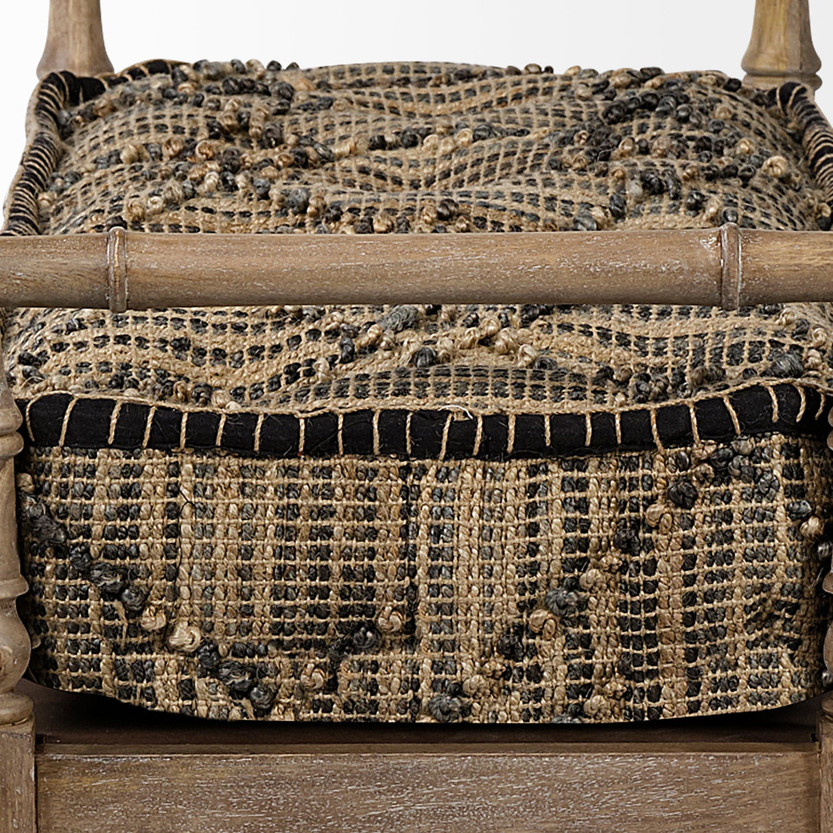 Fullerton II Jute Patterned Top W/Brown Wood Base Accent Bench by Mercana at Eve Furniture