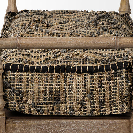 Fullerton II Jute Patterned Top W/Brown Wood Base Accent Bench by Mercana at Eve Furniture