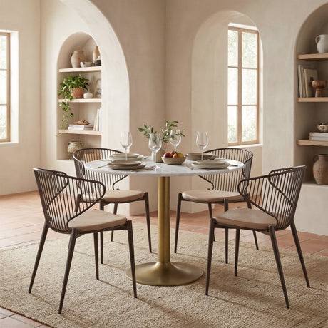 Fullerton White & Gold Dining Table by Zuomod at Eve Furniture