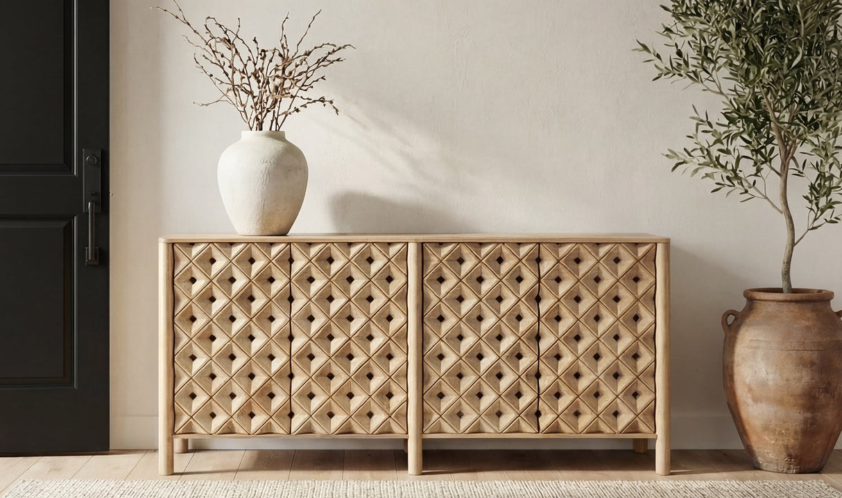 Fulton 4 Door Sideboard Natural by Moe's Home at Eve Furniture