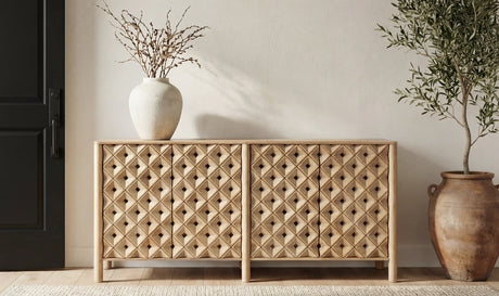 Fulton 4 Door Sideboard Natural by Moe's Home at Eve Furniture