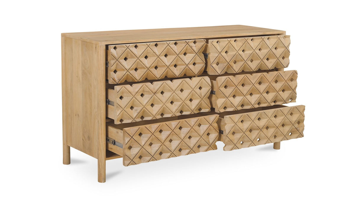 Fulton 6 Drawer Dresser Natural by Moe's Home at Eve Furniture