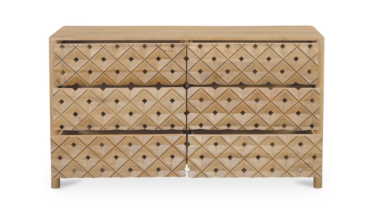 Fulton 6 Drawer Dresser Natural by Moe's Home at Eve Furniture