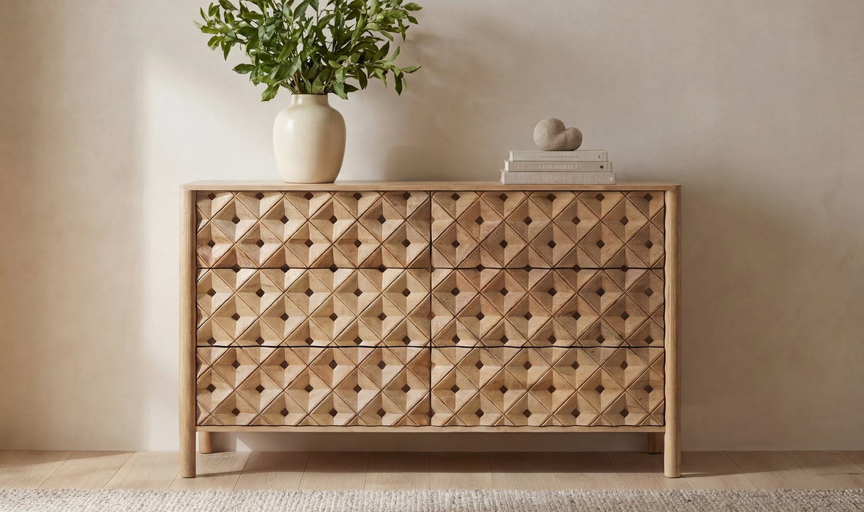 Fulton 6 Drawer Dresser Natural by Moe's Home at Eve Furniture