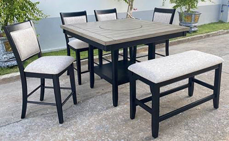 Fulton Charcoal and Light Gray Counter Hight Table by Crown Mark at Eve Furniture