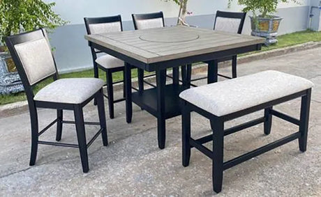 Fulton Charcoal and Light Gray Counter Hight Table by Crown Mark at Eve Furniture