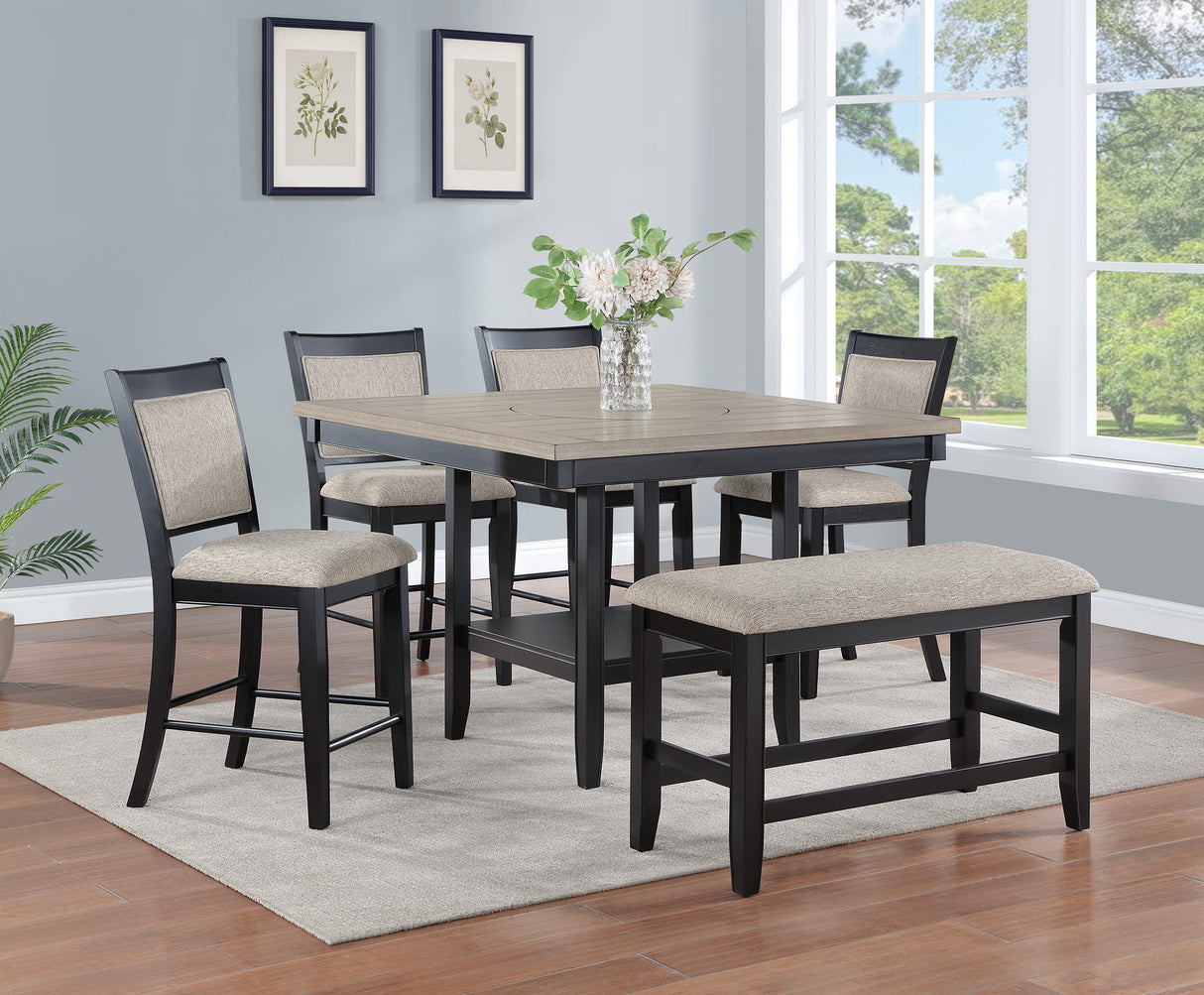 Fulton Charcoal and Light Gray Extendable Counter Height Dining Set by Crown Mark at Eve Furniture