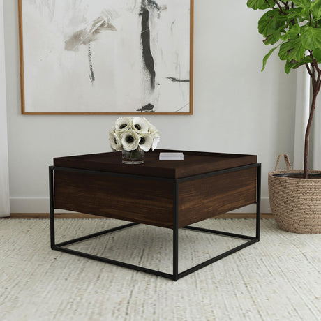 Fulton Dark Brown Square Mango Wood Coffee Table by Coaster at Eve Furniture
