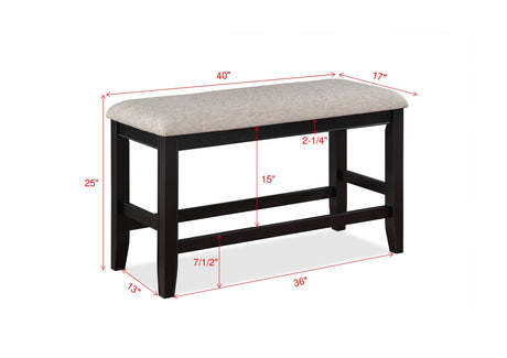Fulton Light Gray Counter Height Dining Bench by Crown Mark at Eve Furniture