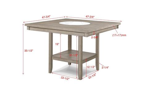 Fulton White Oak Counter Height Dining Table with Lazy Susan by Crown Mark at Eve Furniture