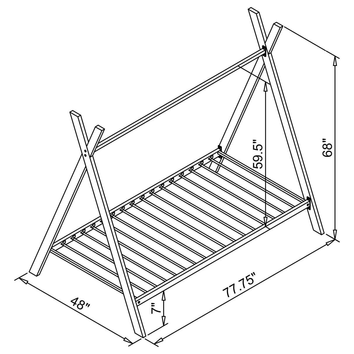 Fultonville Pink Metal Twin Tent Bed with 7-inch Mattress by Coaster at Eve Furniture