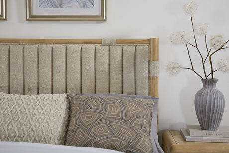 Furano Eastern King Upholstered Panel Bed in Ginger and Brun Boucle by Modus Furniture at Eve Furniture