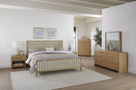 Furano Full Upholstered Panel Bed in Ginger and Brun Boucle by Modus Furniture at Eve Furniture