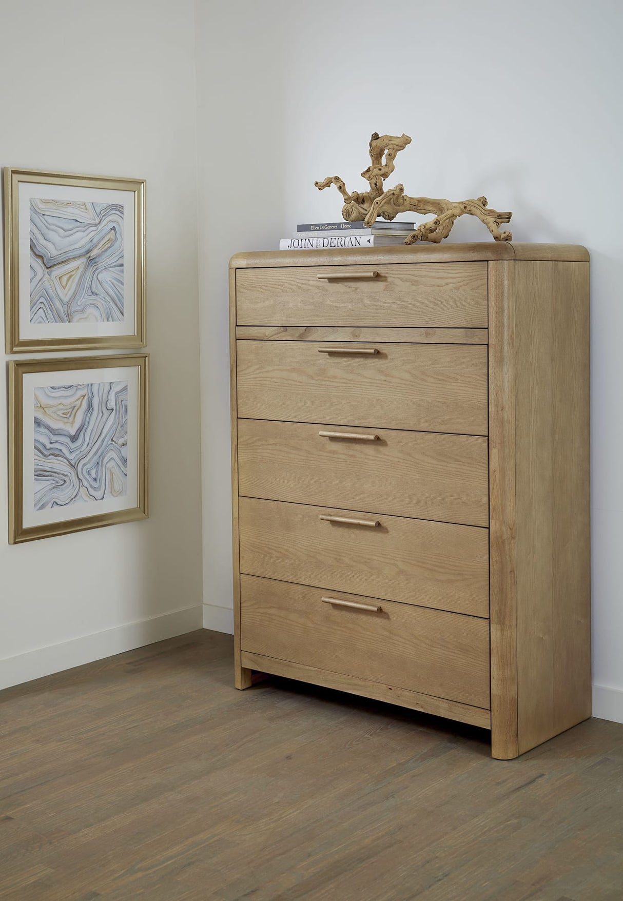 Furano Ginger Five Drawer Ash Wood Chest by Modus Furniture at Eve Furniture
